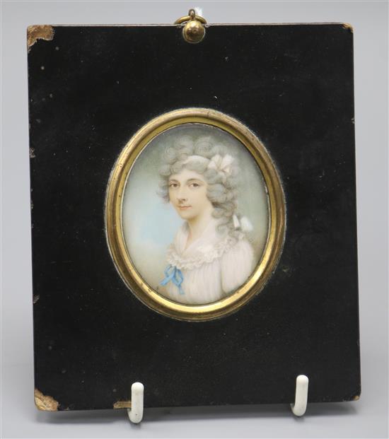 Early 19th century miniature of a lady, inscribed verso